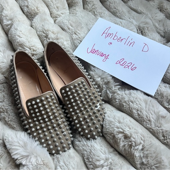 Christian Louboutin Shoes - Christian Louboutin Taupe Studded Flats